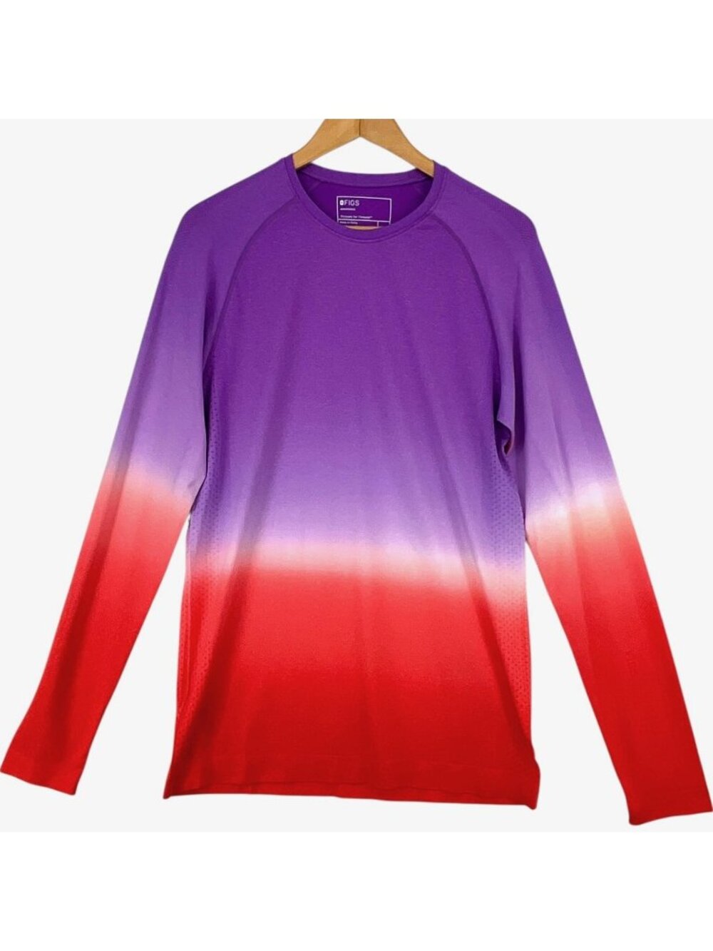 NWT FIGS Makato Underscrub Shirt Men's Medium Purple Red Ombre Long Sleeve